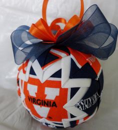 an orange and blue ball with the word virginia on it