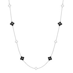 Complete your formal look with this elegant sterling silver necklace. Complete your formal look with this elegant sterling silver necklace. Metal: sterling silver Chain length: 32 in. with 1-in. extender Plating: rhodium Packaging: boxed Finish: polished Chain type: cableSTONE DETAILS Stone type: cubic zirconia,Stone type: onyx Total weight: 1 ct. Center stone weight: 1 ct. Center stone size: 14 mm x 14 mm Setting: prong Size: 18". Color: Black. Gender: female. Age Group: adult. Elegant Silver Jewelry With Black Enamel, Sterling Silver Jewelry With Black Enamel For Formal Occasions, Luxury Silver Necklace With Black Enamel, Formal Sterling Silver Jewelry With Black Enamel, Elegant Black Necklace With Black Enamel, Elegant Black Sterling Silver Jewelry, Elegant Sterling Silver Jewelry With Black Enamel, Elegant Sterling Silver Chain Necklace, Black Sterling Silver Chain Necklace