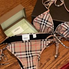 Check Stretch Nylon Triangle Bikini, Never Worn, New In Box Burberry Swim, Womens Swim, Burberry, Swimming, Money, Women Shopping, Quick Saves, Color