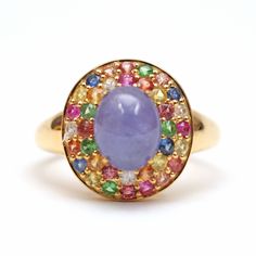 Adding some really fun affordable items to the shop for a quick pick-me-up or holiday present. This piece is super colorful with a lovely purple hazy tanzanite cabochon surrounded by a rainbow of tourmalines. Ring face measures approx. 15m x 14mm. Ring size 7.25. Setting is gold vermeil (gold over sterling silver). Watch Cufflinks, Tanzanite Ring, A Rainbow, Earring Necklace, Card Sizes, Gold Vermeil, Ring Shopping, Tourmaline, Ring Earrings