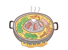 a pan filled with food on top of a stove