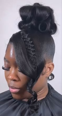 Hairdos With Side Bangs, Hairstyles Birthday, Trendy Ponytail, Slick Styles, Black Hair Beauty, Abs Excercise, Natural Hair Ponytail, Slick Ponytail, Natural Hair Weaves