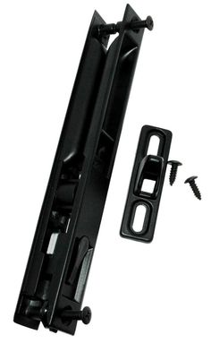 an image of a door handle with screws on the front and back ends in black