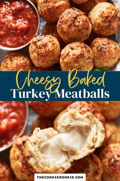 cheese baked turkey meatballs with ketchup on the side