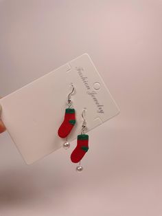 Handmade micro crochet christmas socks earring, crochet earrings , knitting earrings ,  earrings, flower earrings,handmade earrings Crochet Christmas Socks, Knitting Earrings, Earring Crochet, Micro Crochet, Handmade Earring, Earrings Flower, Christmas Socks, Crochet Christmas, Christmas Crochet