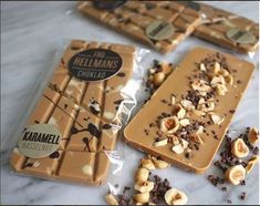 some kind of chocolate bar with nuts on it