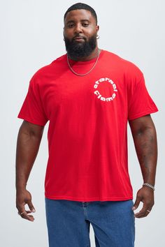 Available In Red. Crew Neck Short Sleeve Screen Print 100% Cotton Disclaimer: Due To The Printing Process A Difference In Saturation May Occur. Each Garment Is Unique. Print Placement Will Vary. Imported | Mens Eternal Flame Circle Short Sleeve Tee Shirt in Red size Medium by Fashion Nova Red Crew Neck Shirt With Relaxed Fit, Red Relaxed Fit Shirt With Crew Neck, Red Crew Neck Top With Relaxed Fit, Red Relaxed Fit Crew Neck Shirt, Red Relaxed Fit Crew Neck Top, Red Graphic Tee Shirt With Relaxed Fit, Red Graphic Tee With Relaxed Fit, University Red Graphic Tee For Streetwear, Red Crew Neck