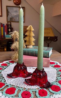 Vintage Pair of Ruby Red Glass Candlestick Holders, Duncan + Miller American Way Leaf Candle Holder, Red Christmas Table/Mantle Decor this listing is for a beautiful pair of vintage, ruby red Duncan + Miller American Way Leaf candlestick holders. these fluid candle holders are comprised of three petals or leaves. Perfect decor for a holiday table scape or mantle! ✨Condition + Measurements:  pre-owned and gently used; this pair of taper candlestick holders are in great vintage condition! there are no chips or cracks present. holders stand 2.25" tall x 4.5" wide. ✨All vintage items and decor have been hand curated and carefully inspected for damage! Any noticeable damage will be noted and photographed. Please zoom into photos as they are an important part of the listing. Items will be carefu Red Christmas Table, Leaf Candle, Leaf Candle Holder, Leaves Candle, Glass Candlestick Holders, Table Scape, Glass Candlesticks, Mantle Decor, Holiday Table