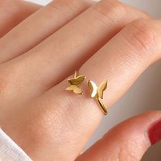 Butterfly Ring. One Size Butterfly Engraved Ring, Butterfly Rings Gold, Gold Butterfly Rings, Minimalist Open Ring Jewelry For Spring, Minimalist Ring As Spring Gift, Minimalist Rings As Spring Season Gifts, Minimalist Rings For Spring Gift, Minimalist Ring As Spring Season Gift, Minimalist Spring Rings For Gift