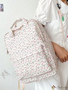 Bird in Bag - Portable, Casual, Classic Floral Pattern Womens Bag, Practical College Style Backpack for School Supplies, Perfect for School, Backpack For School, Vintage Tote Bag, Floral Backpack, Cartoon Bag, Womens Bag, Pattern Shoes, Backpack Style, Flower Bag, College Style