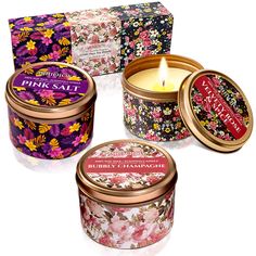 PRICES MAY VARY. 🌺 BIRTHDAY CANDLES FOR WOMEN: This set of 3 rose gold tin candles inside a colorful floral box makes a wonderful present for celebration, happy birthday, appreciation, get well soon, housewarming, engagement, bridal & baby shower gift, Mother's Day, and Christmas. It is a great way to show someone that you are thinking about them. Our unique candle is the perfect gift for your mother, bestie, sister, girlfriend, aunt, daughter, female friend, teacher, or colleague. 🌺 AROMATHER Spa Relaxing, Valentines For Daughter, Gift For Bff, Relaxing Candles, Gift For Bestie, Thinking About Them, Appreciation Thank You, Candle Gifts, Romantic Candles