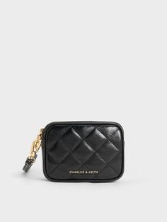 Black Apfra Quilted Wristlet Pouch Elegant Cosmetic Bag With Zipper Closure For On-the-go, Elegant Clutch Coin Purse With Zipper, Elegant Zipper Closure Coin Purse Clutch, Luxury Rectangular Clutch With Zipper Closure, Chic Formal Mobile Phone Pouch, Luxury Rectangular Coin Purse With Zipper Closure, Elegant Pouch Coin Purse With Zipper Closure, Elegant Coin Purse With Zipper Closure For Daily Use, Elegant Coin Purse With Zipper For On-the-go