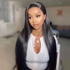 Straight 13x6 13x4 Lace Front Wigs Virgin Human Hair With Baby Hair 150% 180% Density - Lumiere hair Straight Closure Wig Black Women, Straight Hair Highlights, Wig Collection, Hair Magic, Straight Weave Hairstyles, Hair Company, Natural Hair Extensions, Braided Styles, Frontal Hairstyles