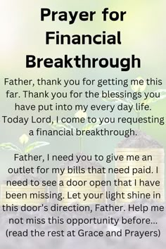 prayer for financial breakthrouh