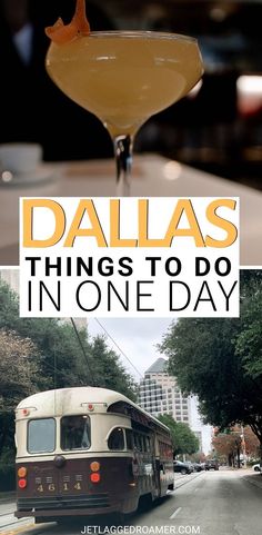 there are two pictures with the words dallas things to do in one day on them