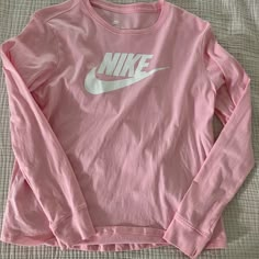 New Without Tags Never Worn- Doesn’t Fit Size Medium Long Sleeve Tee Nike Long Sleeve T-shirt For Spring, Nike Basic Tops For Spring, Nike Tops With Logo Print For Spring, Nike Pink Long Sleeve Tops, Pink Nike Long Sleeve Tops, Pink Long Sleeve Nike Tops, Nike Basic Long Sleeve Tops, Basic Long Sleeve Nike Tops, Pants Drawer