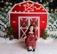 Grab some hot cocoa and enjoy the outdoor feel of the Red Christmas Barn photo backdrop. This design has a beautiful winter setting with spruce trees, hanging lights and a red Christmas themed barn. It's sure to bring joy to your portraits or event. Recommended floor: https://www.etsy.com/listing/1273385304/snow-backdrop-snow-floor-photography.  *8'x6' backdrops and larger are available in dream fabric and fleece.  Here's a little more info about our photo backdrops: Q: What are your photography backdrops made of? A: We offer a large selection of materials for you to choose from. Please visit https://www.hsdbackdrops.com/pages/material-descriptions for a detailed description of each material, along with a close up video and photos of each material.    Q: When will my backdrop(s) ship? A: P Christmas Theme Backdrop, Santa Backdrop, Holiday Photography Backdrops, Farm Backdrop, Barn Backdrop, Planning Christmas, Winter Backdrop, Holiday Backdrop, Christmas Barn