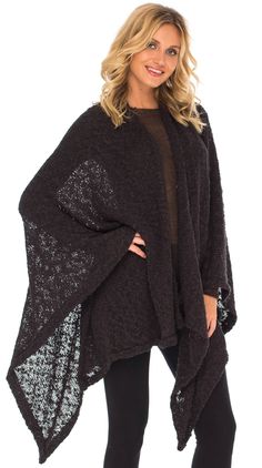 FASHIONABLE AND STYLISH open poncho cape shawl for women is surely a must-have for the cold season. This warm poncho for women can be worn in a variety of ways. An open-front wrap sweater that will complement every outfit you own. Great for layering over a crop top, tank top, or scrunch it to make a darling knit scarf poncho. COMFORTABLE AND LIGHTWEIGHT shawl poncho cape for women is the perfect upgrade for your womens warm poncho cape collection. This blanket wrap for women is made of cozy, sof Winter Shawl For Layering, Soft Knit Shawl For Winter, Soft Knit Winter Shawl, Cozy Soft Knit Poncho For Fall, Oversized Shawl Poncho, Winter Knit Shawl One Size, Cozy Poncho For Cold Weather, Knitted One-size Shawl For Winter, Oversized Knit Winter Poncho