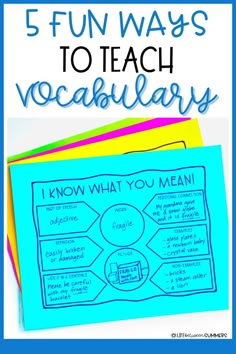 five fun ways to teach vocabilars for kids with pictures on the front and back