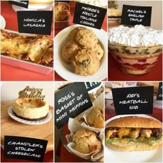 several pictures of different types of food on display