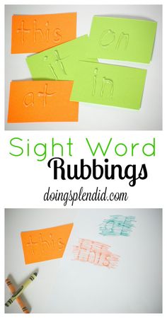 the sight word rubbings are made with colored paper