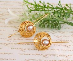 Wedding Accessories,Gold Pearl Earrings ,Gold Victorian Earrings, Bridal Gold Earrings,Bridal Pearl Earrings,Wedding Jewelry,Wedding Earrings.Victorian Pearl Drop Dangle Earrings.These exquisite Victorian pearl drop earrings are hand crafted in meticulous detail in 22K yellow gold plated.ornately decorated and set with a beautiful white pearl ( June Birthstone ). These gorgeous timeless Victorian earrings would make a wonderful gift and are sure to become a personal favorite to be cherished for Elegant Round Danglers As Gift, Elegant Danglers As A Gift, Handmade Elegant Danglers For Wedding, Elegant Handmade Danglers For Anniversary, Elegant Round Danglers With Pearl Drop, Round Filigree Earrings For Wedding, Wedding Filigree Earrings, Elegant Round Danglers For Wedding, Elegant Round Wedding Danglers