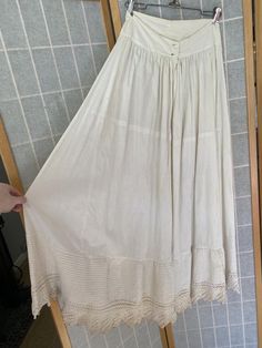 Late 1800’s white cotton skirt with crocheted hem. Has many many stains, on the hem and body of the skirt. Being sold as isWaist: 25.5”Waist to hem: 38” Brown Winter Coat, White Wrap Top, White Cotton Skirt, Vintage Gold Rings, Many Many, Cotton Skirt, Fur Collars, Petticoat, Vintage 1950s