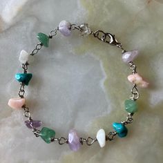 Multicolor Multi Gemstone chips -linked Handmade Bracelet, 8 inches, Silver tone Gemstone Chips Jewelry, Golden Co, Themed Jewelry, Bracelet Ideas, Handmade Bracelet, Handmade Bracelets, Jewelry Ideas, Silver Tone, Jewelry Bracelets