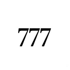 the number 777 is written in black on a white background