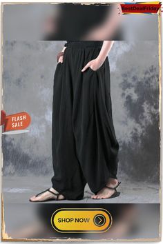 New Women's Trousers Wide Leg High Elastic Waist Baggy Side Pockets Solid Loose Casual Harem Pants Baggy High-waist Harem Pants With Elastic Waistband, High Waist Relaxed Fit Solid Color Harem Pants, Solid Color Harem Bottoms With Pockets, Baggy Elastic Waistband Wide-leg Harem Pants, Baggy Solid Harem Pants With Pockets, Baggy Harem Pants With Side Pockets For Spring, Baggy Spring Harem Pants With Side Pockets, Spring Baggy Harem Pants With Pockets, Versatile Baggy Harem Pants