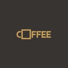 the word coffee is written in gold on a black background