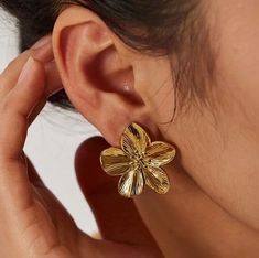 Steel Flowers, Floral Studs, Butterfly Earrings Stud, 50 Style, Floral Retro, Waterproof Jewelry, Gold Earring, Flower Earrings Studs