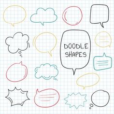 doodle shapes with speech bubbles on a sheet of paper