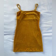 Wild Fable Gold Velvet Mini Dress Size Medium Nwot Never Worn! Perfect Condition. Spaghetti Straps Super Soft And Flattering Yellow Fitted Mini Dress With Spaghetti Straps, Yellow Sundress With Square Neck, Yellow Spaghetti Strap Mini Dress For Brunch, Yellow Square Neck Sundress, Yellow Stretch Dress With Spaghetti Straps, Yellow Bodycon Dress For Brunch, Fitted Mustard Sundress, Yellow Square Neck Summer Mini Dress, Yellow Stretch Sundress