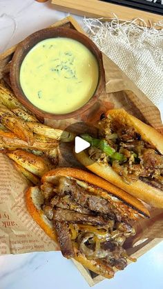 an image of french fries and dip on the table