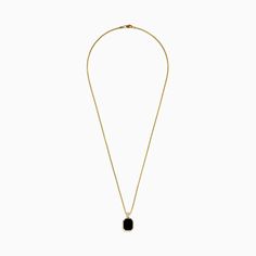 Effy Men's 14K Yellow Gold Onyx and Diamond Pendant Formal Black Rectangular Necklace, Classic Black Necklace For Formal Occasions, Luxury Black Rectangular Necklace, Classic Onyx Necklaces For Formal Occasions, Classic Yellow Gold Necklace With Black Enamel, Gold Yellow, Diamond Pendant, Round Diamonds, Onyx