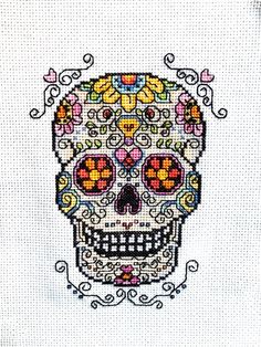 Cross Stitch Christmas Gifts, Sugar Skull Halloween, Cross Stitch Pattern Maker, Santa Cross Stitch, Border Embroidery Designs, Cat Cross Stitch Pattern, Completed Cross Stitch