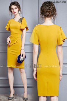 10% off now|Free shipping world-wide. Elegant Yellow Sheath Summer Party Dress Beaded with Puffy Sleeves at GemGrace. Click to learn our pro custom-made service for wedding dress, formal dress. View #WeddingGuestDresses for more ideas. Elegant Yellow Bodycon Summer Dress, Elegant Yellow Bodycon Dress, Elegant Yellow Bodycon Evening Dress, Elegant Yellow Bodycon Dress For Evening, Elegant Yellow Embellished Dress, Elegant Embellished Yellow Dress, Yellow Sheath Dress For Parties, Yellow Sheath Mini Dress For Party, Yellow Short Sleeve Mini Dress For Party