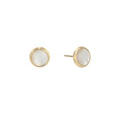 18K Yellow Gold Mother of Pearl Stud Earrings Marco Bicego Jewelry, Mens Accessories Bracelet, Pearl Design, Custom Ring Designs, Pearl Gemstone, Pendant Rings, Pearl Stud Earrings, Custom Jewelry Design, Pearl Studs