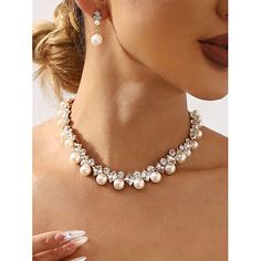 Gender:Women's; Shape:Round; Style:Party / Evening,Elegant; Jewelry Type:Earrings,Necklaces; Material:Alloy,Imitation Pearl; Shipping Weight:0.1; Package Dimensions:8.01.05.0; Listing Date:12/03/2024 Pearl Earrings Necklace Set, Pearl Earrings And Necklace Set, Brave Wedding, Pearl Wedding Jewelry Sets, Pearl Necklace And Earrings, Pearl Jewelry Wedding, Zirconia Necklace, Cubic Zirconia Necklace, Necklace And Earrings Set