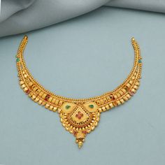 "Discover the allure of Handmade Gold Jewelry at  https://morvijewels.etsy.com/   Get a dazzling 25% off on all our 22k and 18k gold pieces. Don't miss out on this limited-time offer. Shop now and embrace the radiance of gold! Beautiful yellow gold necklace Gold Purity- 22k yellow Gold Necklace Length - 3.75\" inches  Necklace Width - 4 cm Necklace Weight - 11.42 grams approx earrings not ready yet                                                                               Thank You For Shoppi Har Design Gold New, Yellow Gold Kundan Necklace For Diwali Puja, Festive Multicolor 22k Gold Bridal Necklace, 22k Gold Temple Necklace For Navratri Celebration, Yellow Gold Chandbali Temple Necklace For Puja, Dual-tone 22k Gold Jewelry For Festivals, Gold Hallmarked Kundan Necklace For Diwali, Gold Dual-tone Chandbali Kundan Necklace, 22k Gold Dual-tone Temple Jewelry