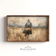 a painting of a cowboy riding a horse