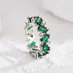 ✦ Make a bold and unique fashion statement with our Gold Plated Green CZ Ring. This stunning ring features a striking geometric design adorned with a captivating green CZ (Cubic Zirconia) stone. The combination of the vibrant green color and the lustrous gold plating creates an eye-catching contrast that is sure to turn heads. With its one-of-a-kind design, this ring is perfect for those who appreciate distinctive and unconventional jewelry. Whether you wear it as a standalone piece or pair it w Unconventional Jewelry, Zircon Rings, Size 8 Style, Party Pattern, Silver Design, Rings Silver, Zircon Ring, Cz Ring, Vibrant Green