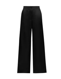 The Marais Silk Tuxedo Pants by Sleeping with Jacques have a versatile, chic style that can be worn for lounge, bed or going out. Made from soft silk satin, these longline pants sit perfectly on your waist, with an tailored waistband with back elastic, soft touch satin, silk-covered button zipper closure and side pockets. Pair with the corresponding Bon Vivant Robe. Shown with Murmur's Sculpt Sheer Bodysuit. Wide leg high-waisted pant 3 Front silk covered buttons and zip closure Elastic back wai Sleek Silk Straight Leg Pants, Sleek Silk Wide Leg Pants, Silk Wide Leg Pants For Evening, Silk High-waisted Wide Leg Evening Pants, Silk High-waisted Wide Leg Pants For Evening, High-waisted Silk Wide Leg Pants For Evening, High-waisted Satin Pants For Work, Sleek Silk Pants For Workwear, Sleek Silk Wide-leg Pants