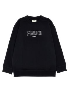 Cotton crew neck sweatshirt with front logo detail, long cuffed sleeves. Composition: 100% cotton Fendi Shirt, Fendi Kids, Herno Jacket, Fendi Logo, Formal Loafers, Italian Outfits, Kenzo Kids, Un Logo, Crossbody Tote Bag