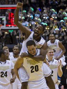 the purdue basketball team is celebrating their win over penn state on march 28, 2013