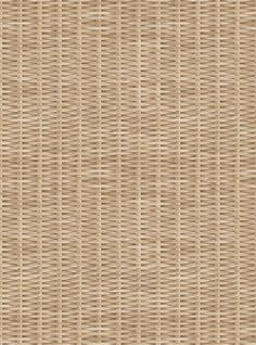 a close up view of the wicker textured wallpaper in natural light brown