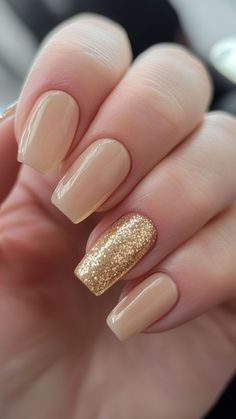 Enhance your homecoming look with Classic Nude nails featuring a Glitter Accent! This sophisticated design adds just the right amount of sparkle to a timeless shade. Click the pin and follow us for more elegant nail inspirations! #ClassicNude #GlitterAccent #HomecomingNails #NailArt #ElegantNails Classic Nude Nails