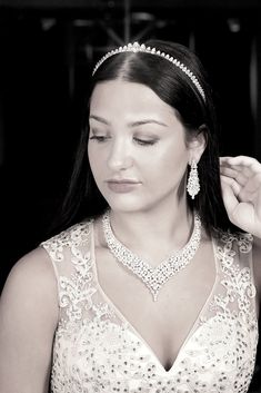 BELLA TIARA INTRODUCES OUR ROYAL JEWELRY COLLECTION Every piece is made to perfection, we only use the finest CZ diamond like cubic zirconia for that dazzling and dramatic look and always at a fraction of the price of any bridal boutique. Make a statement with our Beautiful Glamorous and bold AAA quality high end CZ statement necklace set, 2 1/4" bold and dazzling drop pierced earrings.free matching bracelet approx 6 3/4" long small to standard length free14k white gold electroplated ----------- Silver Crystal Necklace, Dramatic Look, Matching Bracelet, Royal Jewelry, Silver Crystal, Cz Diamond, Matching Bracelets, Pierced Earrings, Bridal Boutique