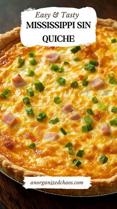 an easy and tasty mississippin quiche recipe with ham, cheese and green onions